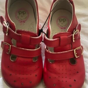 Kids Red Buckle Shoes by Posh Pickle